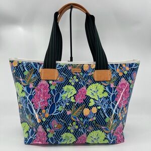 Consuela Jewel Zipper Tote Vinyl Shoulder Bag Beach Pool Colorful Hummingbird‎